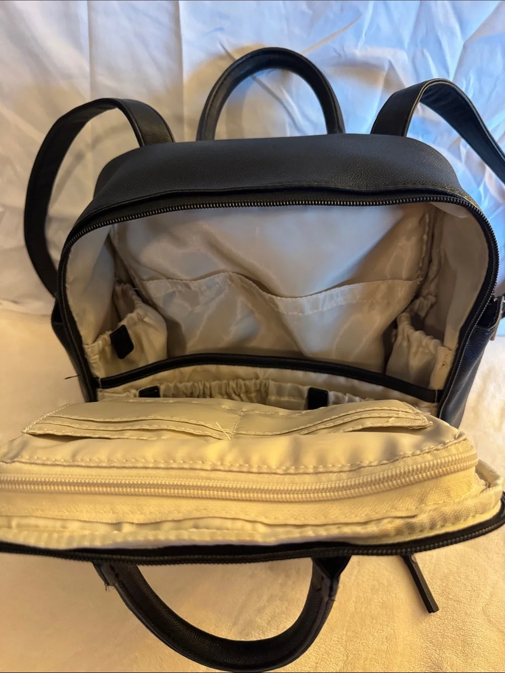 Ayla & Co Black Leather Convertible Baby Bag Backpack - Versatile Carrying Tote
